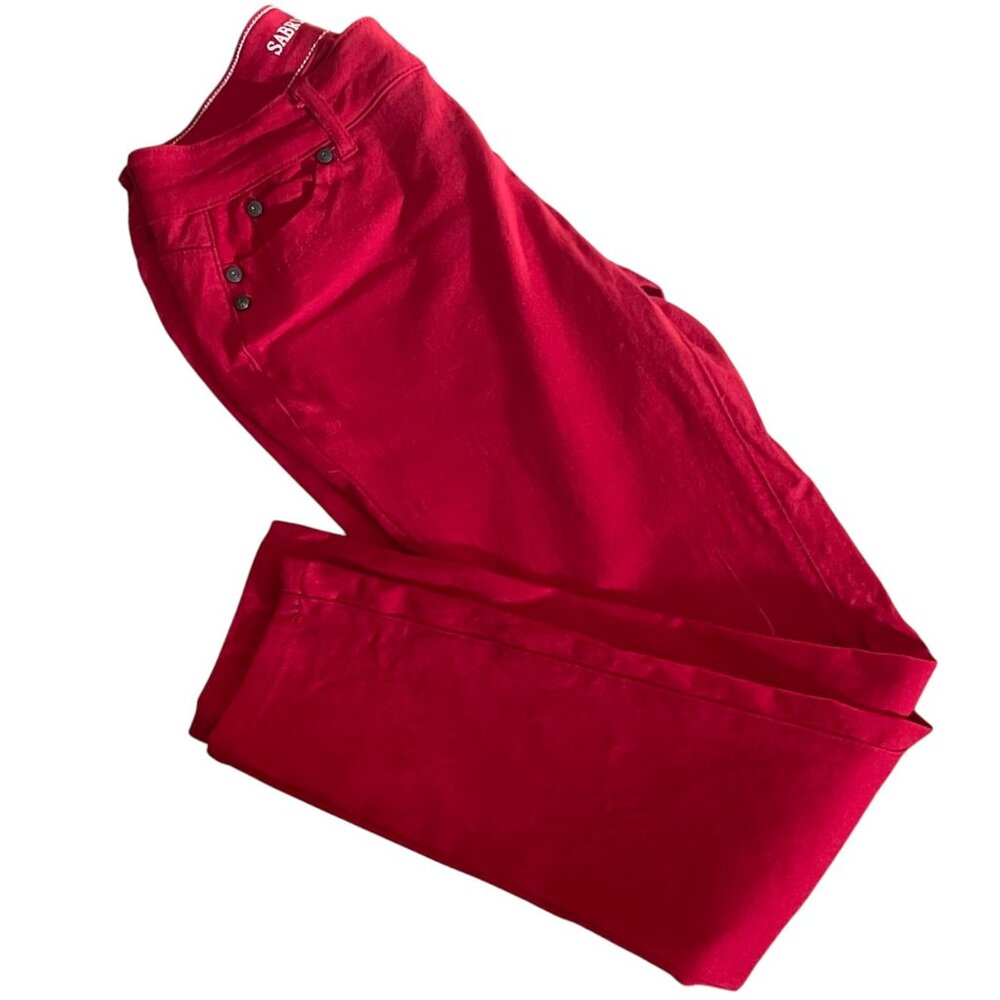 🔴 Sabrina Lauren Skinny Capri Jeans Pants – Vibrant Red Stretch Fit Size 8P - Picture 6 of 9